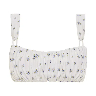Montce Swim Women's White Heidi Floral Victoria Bikini Top