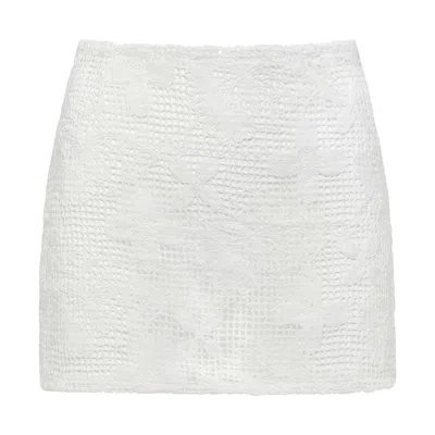 Montce Swim Women's White Margarita Floral Lace Micro Skirt
