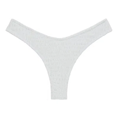 Montce Swim Women's White Seychelles Lulu Zig-zag Stitch Bikini Bottom