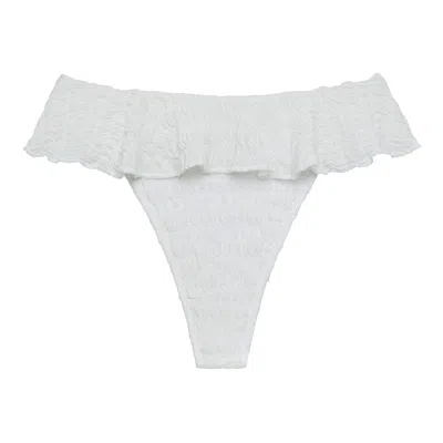 Montce Swim Women's White Seychelles Tamarindo Ruffle Bikini Bottom