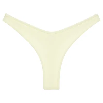 Montce Swim Women's Yellow / Orange Buttercream Rib Binded Thong Bikini Bottom In Green