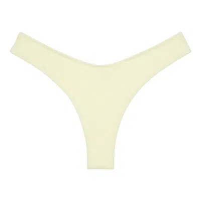 Montce Women's Yellow / Orange Buttercream Rib Added Coverage Lulu Zig-zag Stitch Bikini Bottom In Yellow/orange