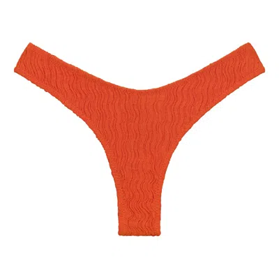 Montce Swim Women's Yellow / Orange Tangerine Lulu Zig-zag Stitch Bikini Bottom In Yellow/orange
