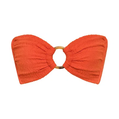 Montce Swim Women's Yellow / Orange Tangerine Tori Ties Bandeau Bikini Top In Yellow/orange