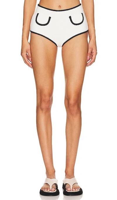Montce Swim X Olivia Culpo Binded Polly Bikini Bottom In Cream Terry Rib