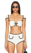 Montce Swim X Olivia Culpo Cabana Bows Bikini Top In Cream Terry Rib