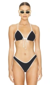 Montce X Olivia Culpo Emma Bikini Top In Black Terry Rib