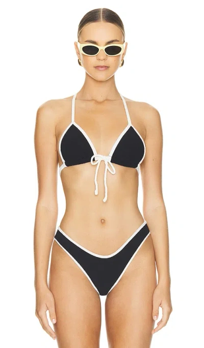 Montce Swim X Olivia Culpo Emma Bikini Top In Black Terry Rib