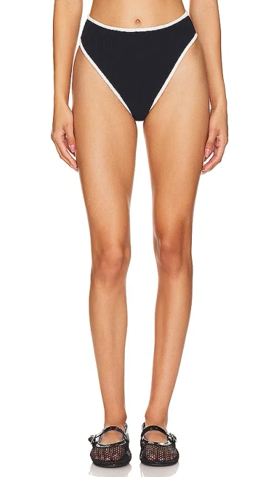 Montce Swim X Olivia Culpo Paula Bikini Bottom In Black Terry Rib