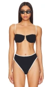 Montce X Olivia Culpo Petal Bikini Top In Black Terry Rib