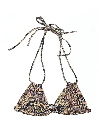 Pre-owned Montce Swimsuit Top Brown Paisley Pattern Swimwear