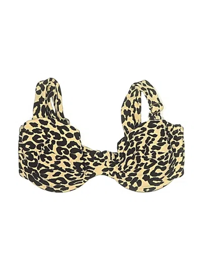 Pre-owned Montce Swimsuit Top Gold Animal Print Pattern Swimwear