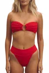 Montce Tamarindo Bikini Bottom In Crimson Micro Scrunch In Red