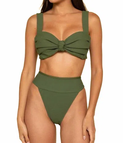 Montce Tamarindo Bikini Bottom In Olive Micro Scrunch In Green