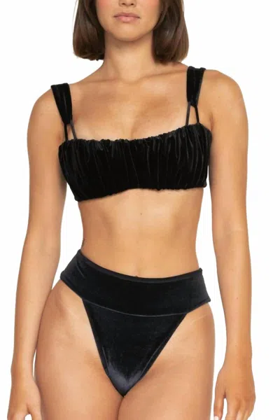Montce Tamarindo Binded Bikini Bottom In Black Velvet