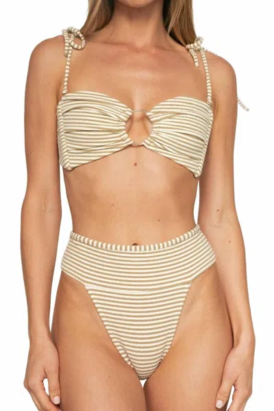 Montce Tamarindo Binded Bikini Bottom In Neutral Stripe In White