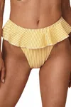 Montce Tamarindo Ruffle Bikini Bottom In Canary Stripe In Yellow