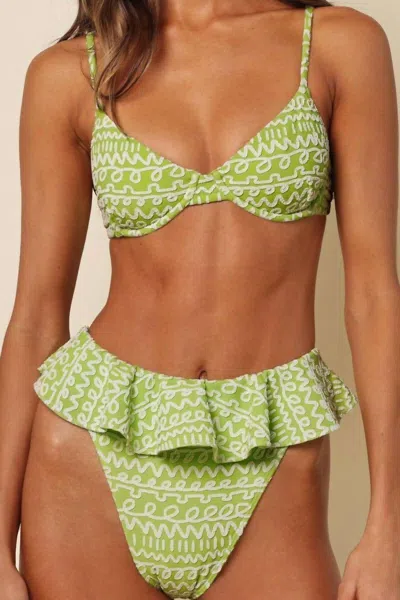 Montce Tamarindo Ruffle Bikini Bottom In Lime Icing In Green