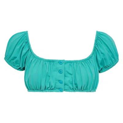 Montce Teal Bandita Bikini Top In Blue