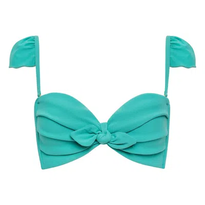 Montce Teal Cabana Bikini Top In Blue