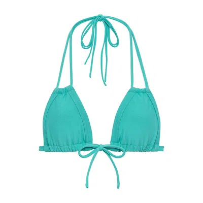 Montce Teal Euro Bow Bikini Top In Blue