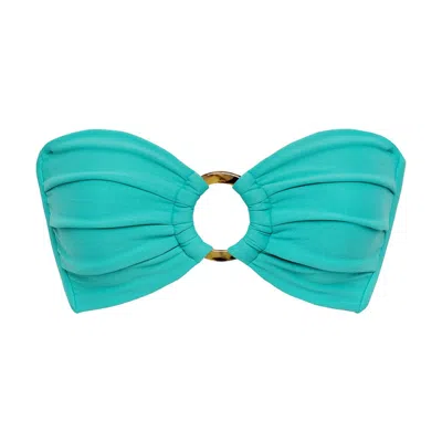 Montce Teal Tori Ties Bandeau Bikini Top In Blue