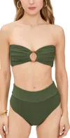 Montce Tori Bandeau Bikini Top Olive Micro Scrunch In Olive Micro Scrunch