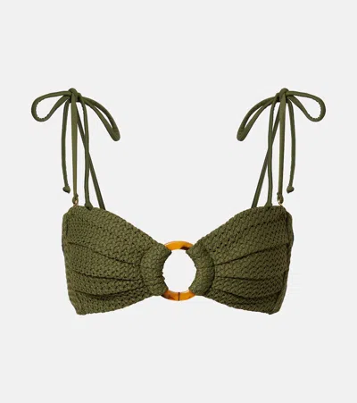 Montce Tori Crochet Bandeau Bikini Top In Green