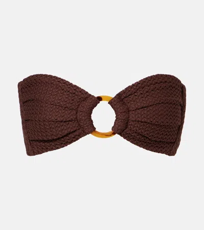 Montce Tori Crochet Bikini Top In Brown