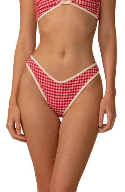 Montce Tori Micro Gingham Binded Swim Top In Multi