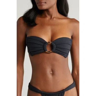 Montce Tori O-ring Rib Bikini Top In Black