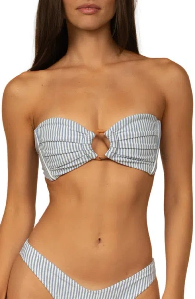 Montce Tori Stripe Strapless Bikini Top In Blue