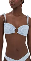 Montce Tori Ties Bandeau Bikini Top Classic Blue Stripe In Black