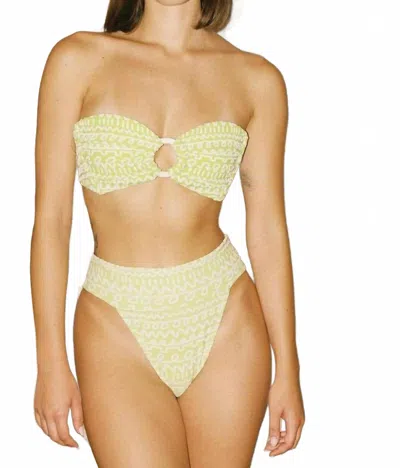 Montce Tori Ties Bandeau Bikini Top In Lime Icing In Yellow