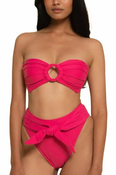 Montce Tori Ties Bandeau Bikini Top In Raspberry In Pink