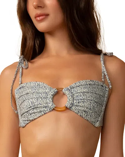 Montce Tori Ties Bandeau Bikini Top In Silver