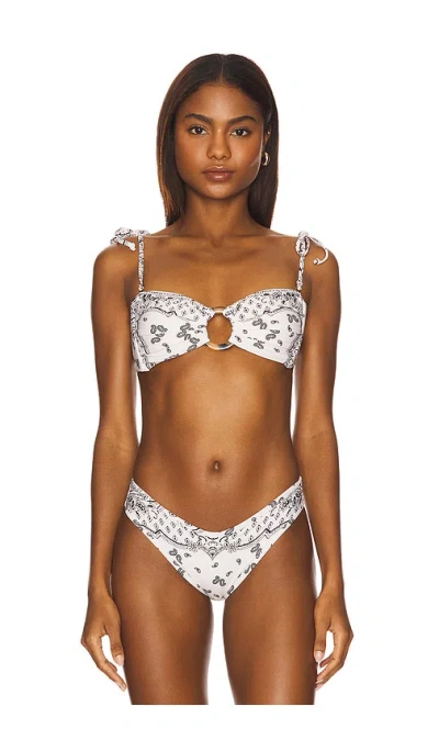 Montce Tori Ties Bandeau Bikini Top In White