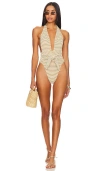 Montce Tropez Tie-up One-piece Swimsuit In Neutral, Women's At Urban Outfitters In Neutral Stripe