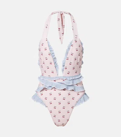 Montce Tropez Printed Ruffled Swimsuit In Pink