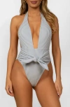 Montce Tropez Tie Waist One-piece Swimsuit In Blue