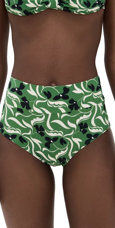 Montce Veronica Floral Added Coverage High Rise Bikini Bottoms Veronica Floral In Green