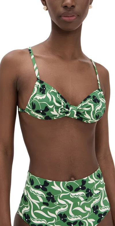 Montce Veronica Floral Devin Bikini Top Veronica Floral In Green