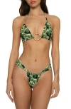Montce Veronica Floral Emma Triangle Bikini Top In Green