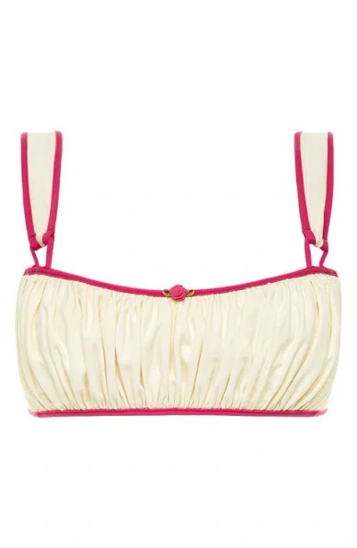 Montce Victoria Bikini Top In Cream Raspberry Binded