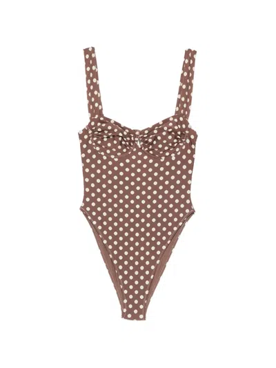 Montce Vivian Bella Polka Dot Swimsuit In Brown