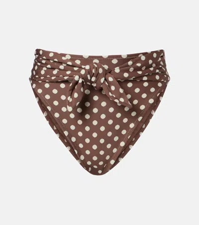 Montce Vivian Paula Polka-dot Bikini Bottoms In Brown