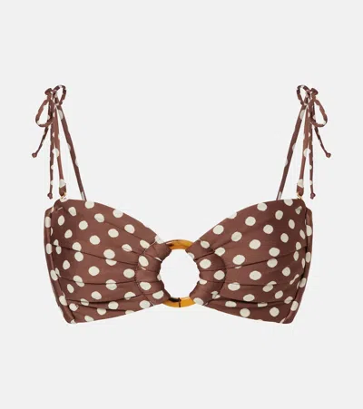 Montce Vivian Polka-dot Bikini Top In Brown