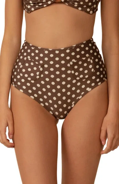 Montce Vivian Polly High Waist Bikini Bottoms In Brown