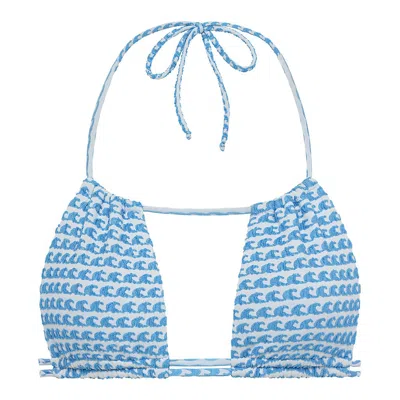 Montce Wave Repeat Brasil Bikini Top In Blue