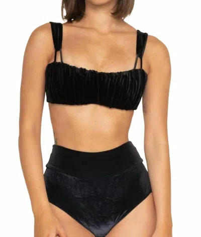 Montce Women's Added Coverage High Rise Bikini Bottom In Black Velvet